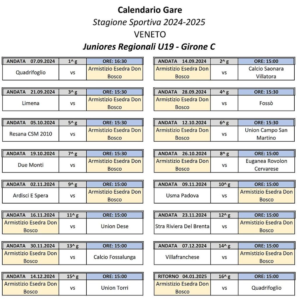 andata Calcio Armistizio Esedra Don Bosco Juniores Regionali U19 Girone C